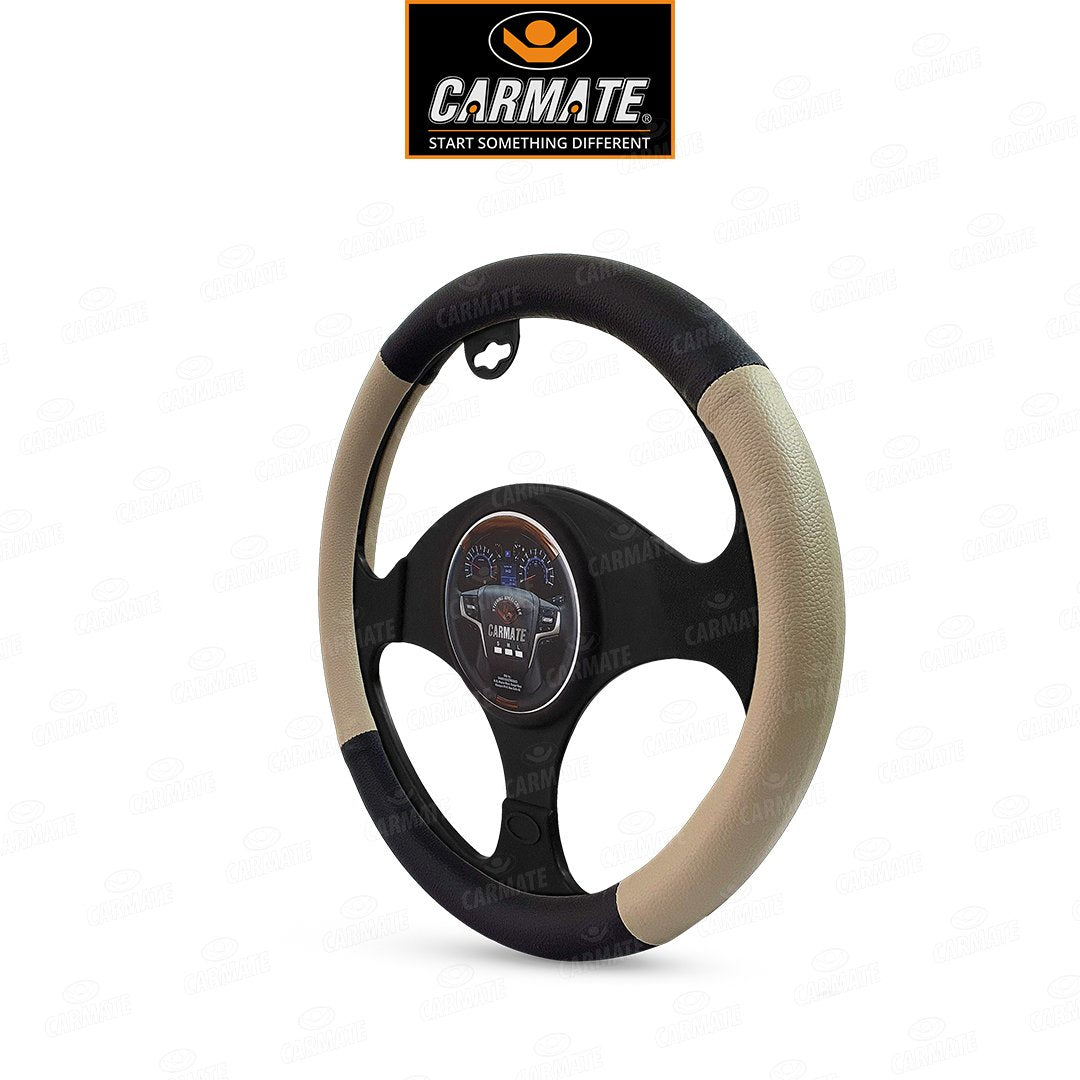 Carmate Car Steering Cover Ring Type Sporty Grip (Black and Camel) For Honda - Jazz 2011 (Medium) - CARMATE®