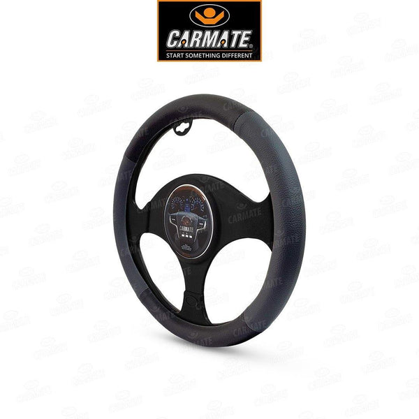 Carmate Car Steering Cover Ring Type Sporty Grip (Black and Grey) For Hyundai - I20 Elite (Medium) - CARMATE®