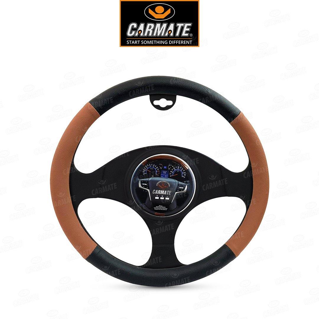 Carmate Car Steering Cover Ring Type Sporty Grip (Black and Tan) For Maruti - Swift 2018 (Medium) - CARMATE®