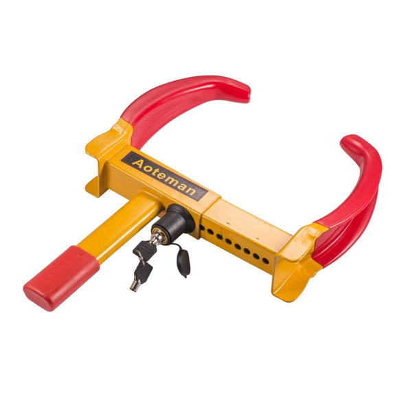 CARMATE Heavy Duty Anti Theft Protective Car Wheel Lock Security Tire Clamp for All Cars (Red and Yellow)