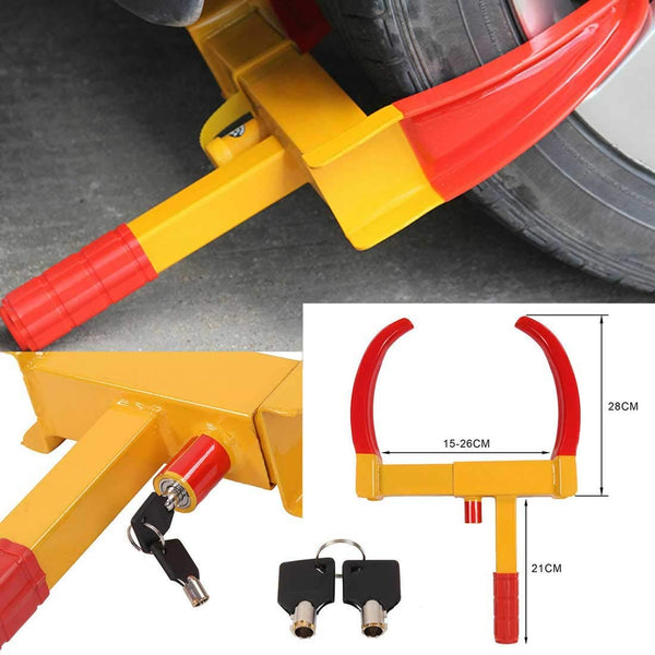 CARMATE Heavy Duty Anti Theft Protective Car Wheel Lock Security Tire Clamp for All Cars (Red and Yellow)