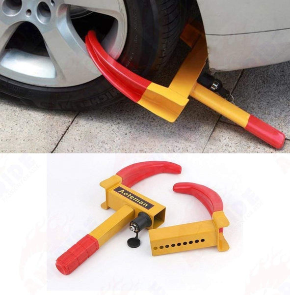 CARMATE Heavy Duty Anti Theft Protective Car Wheel Lock Security Tire Clamp for All Cars (Red and Yellow)