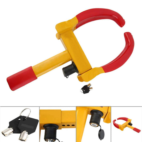 CARMATE Heavy Duty Anti Theft Protective Car Wheel Lock Security Tire Clamp for All Cars (Red and Yellow)