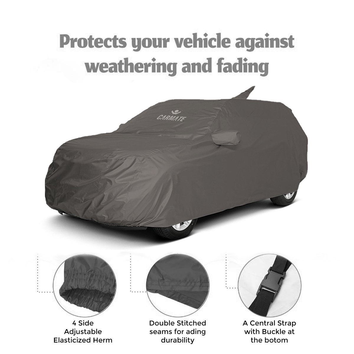 Carmate Car Body Cover 100% Waterproof Pride (Grey) for Hyundai - Santro Xing - CARMATE®